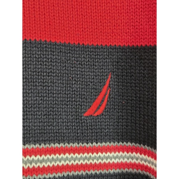 Nautica Sweater Mens XL Red Navy Stripe 100% Cotton Crewneck Pullover - Picture 5 of 8